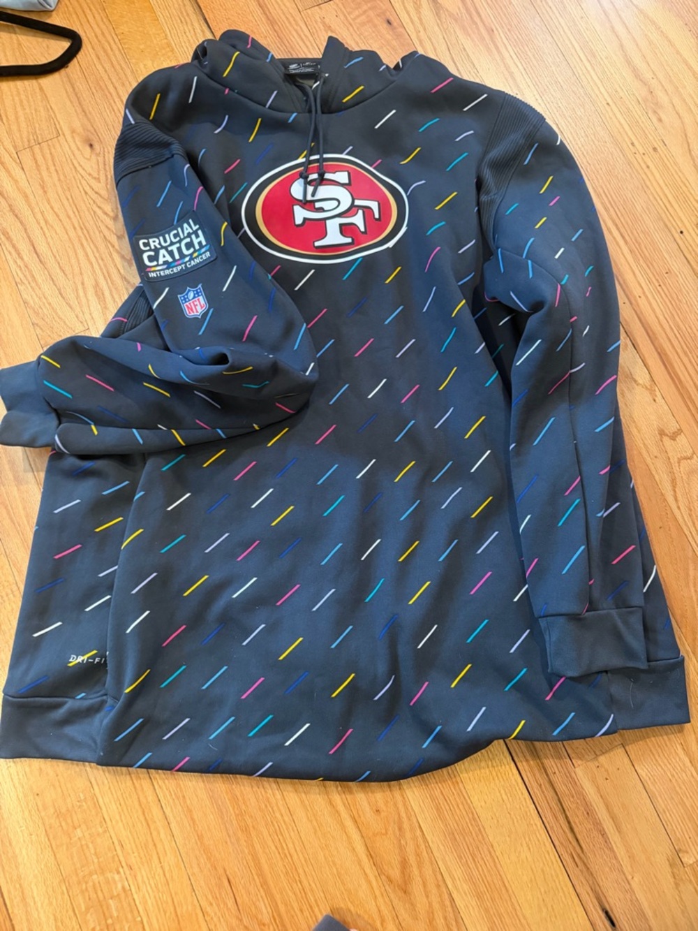 Nike Navy San Francisco 49ers Hooded Pullover with Multicolor Dash